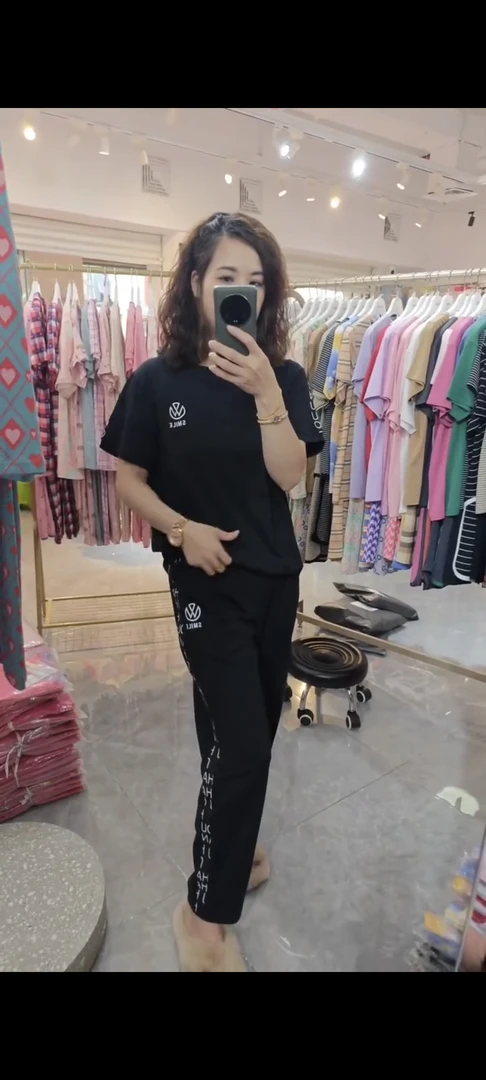 佐雅大码短袖九分裤运动休闲套装