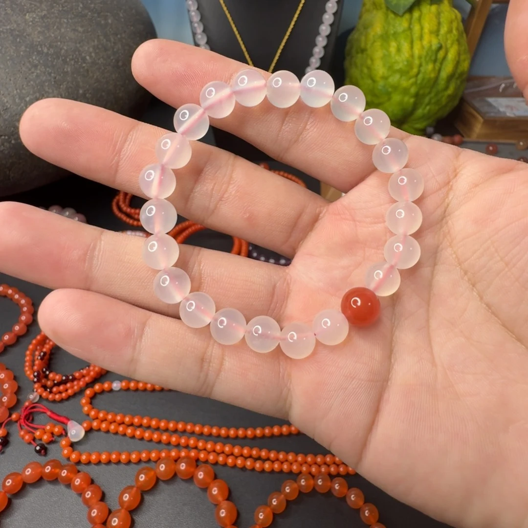 南红玛瑙未镶嵌单圈卡8荔枝冻