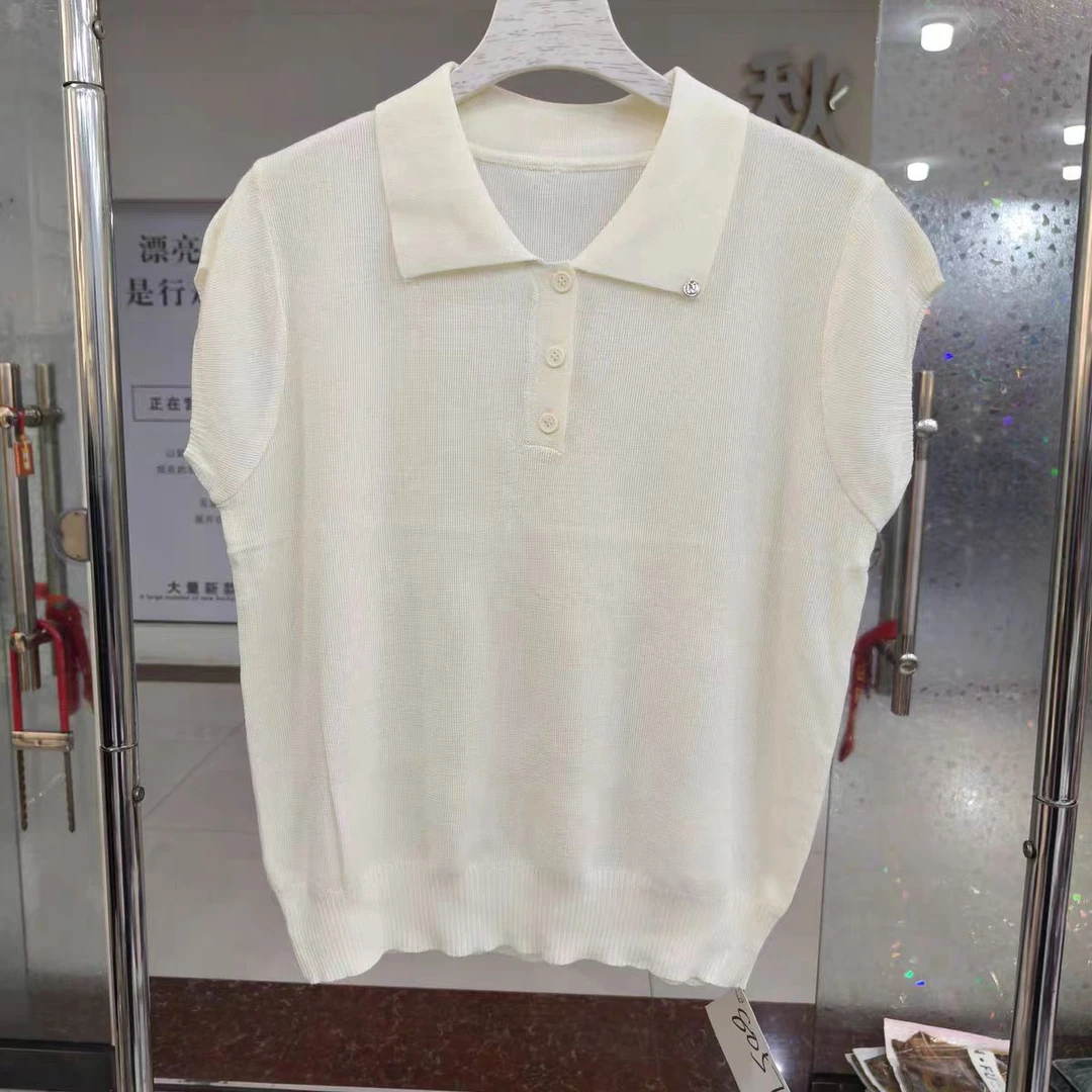 短袖水洗翻领短款POLO领毛针织衫polo女装休闲