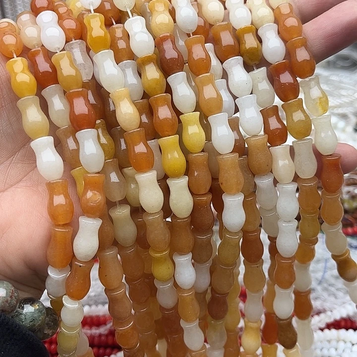 玛瑙/玉髓未镶嵌珠宝半成品一条8/13mm左右金丝玉宝瓶