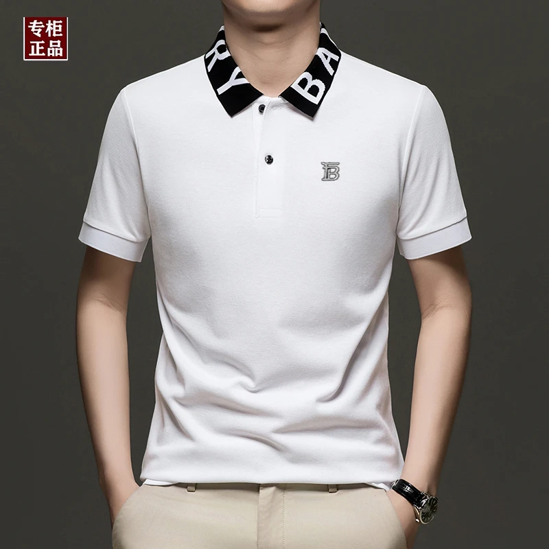 欧美新款LUNBBLRRY夏季新款男字母翻领短袖撞色都市简约T恤POLO衫