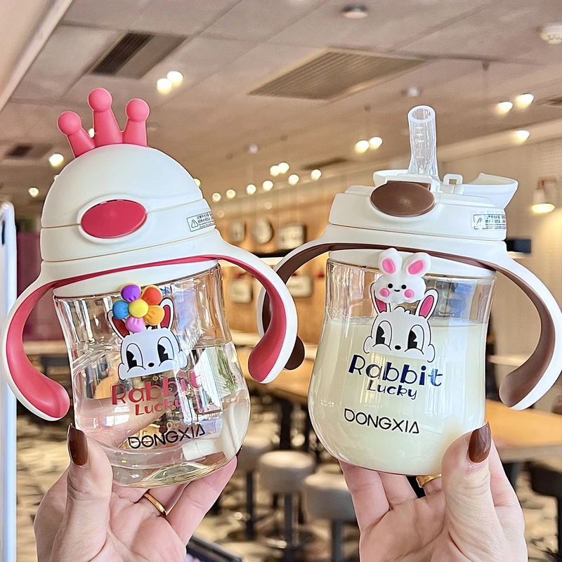 婴儿奶瓶ppsu鸭嘴杯一岁以上宝宝带手柄幼儿学饮防摔两用儿童水壶