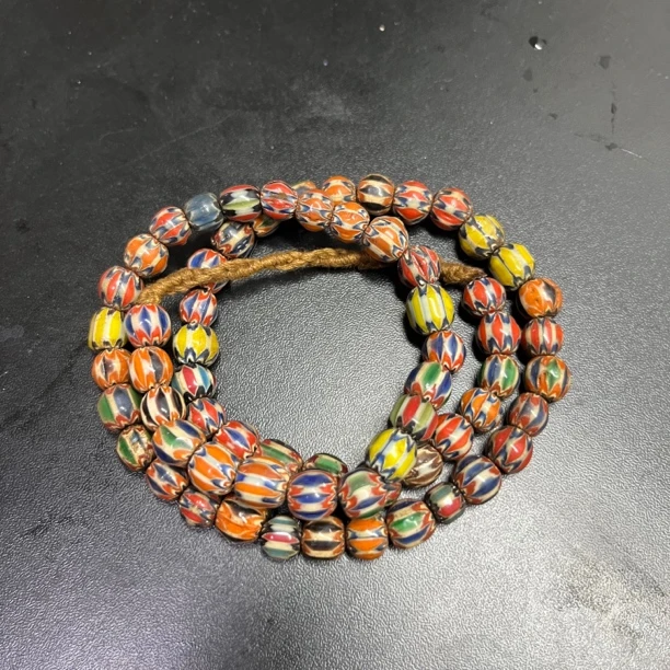 黄铜琉璃项链 藏传尼泊尔老琉璃圆形雪弗莱10尺寸