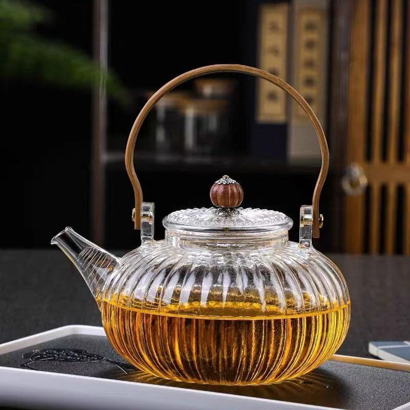 耐热玻璃茶壶家用过滤泡茶杯手工吹制花茶壶南瓜造型茶壶