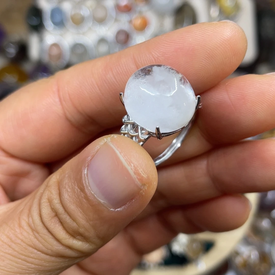 【闪购商品】银S925镶嵌珠宝半成品水晶戒指