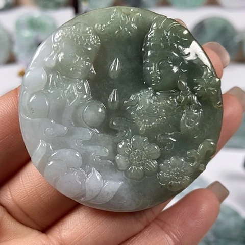 翡翠颈饰未镶嵌送子观音福利