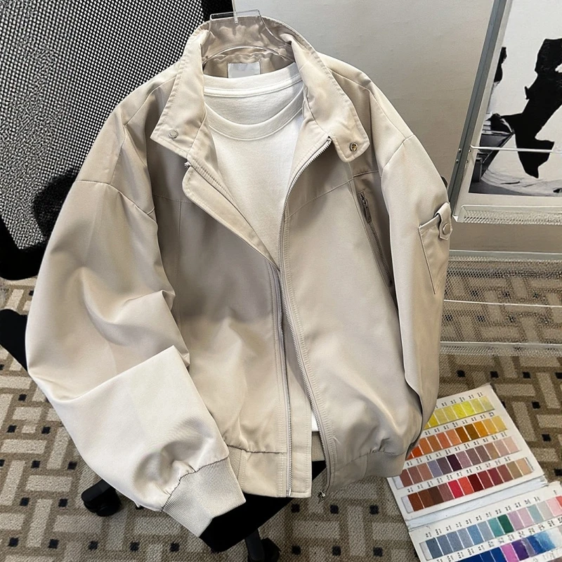 DeweLvum匠心制作！一眼就爱上!美式复古休闲工装立领夹克外套男潮