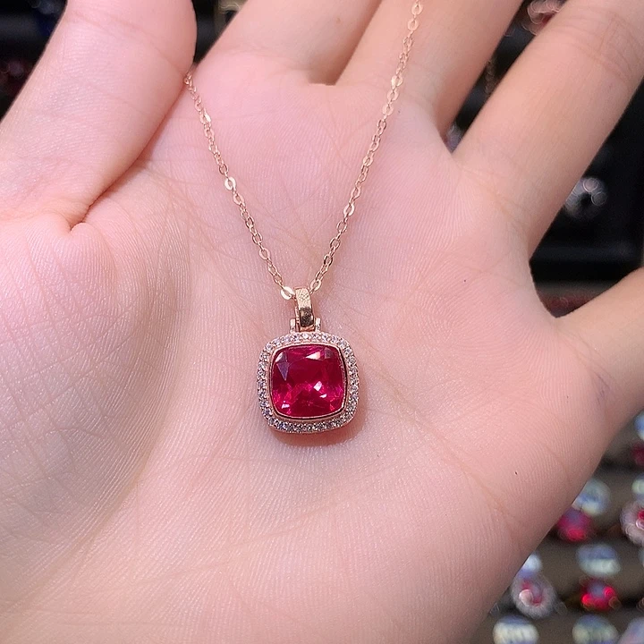 红宝石吊坠(赠链)银S925镶嵌1
