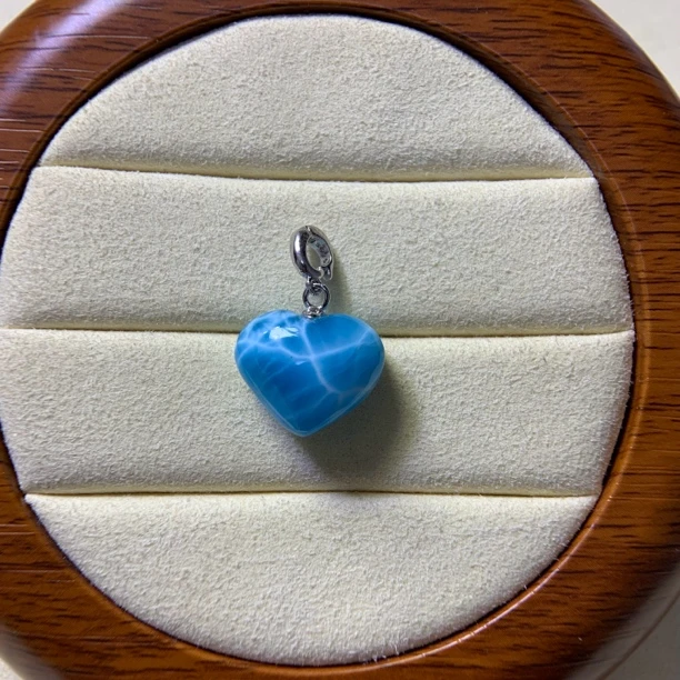 天然海纹石爱心吊坠s925银镶嵌气质百搭时尚款女神节礼物