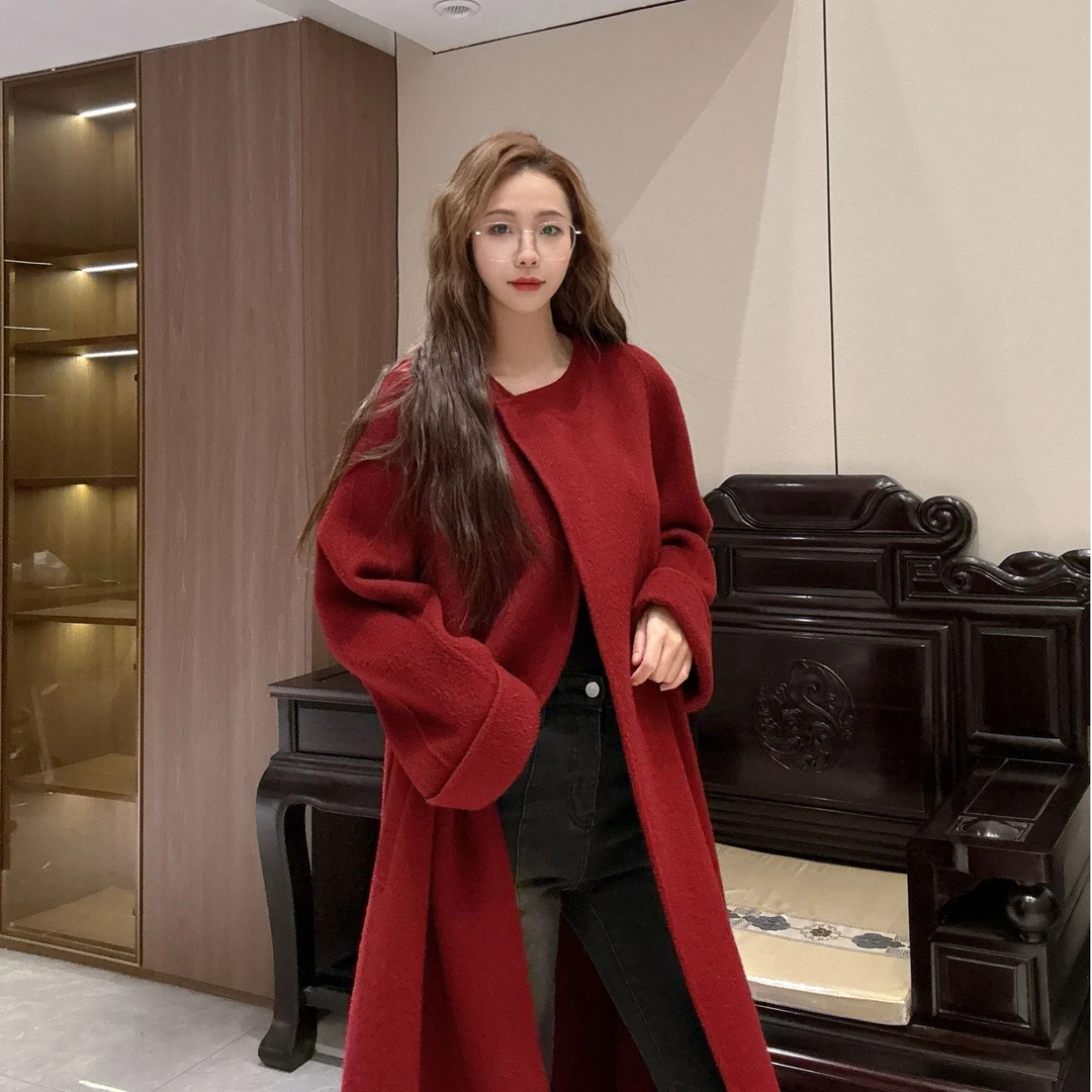 【维尼专属】2024秋冬一粒扣长款大衣休闲百搭毛呢外套
