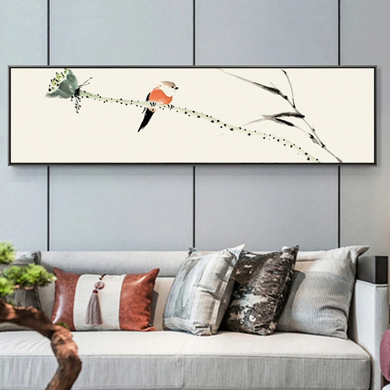 现代简约新中式风格典雅古韵书房玄关客厅餐厅办公室装饰单幅扇形