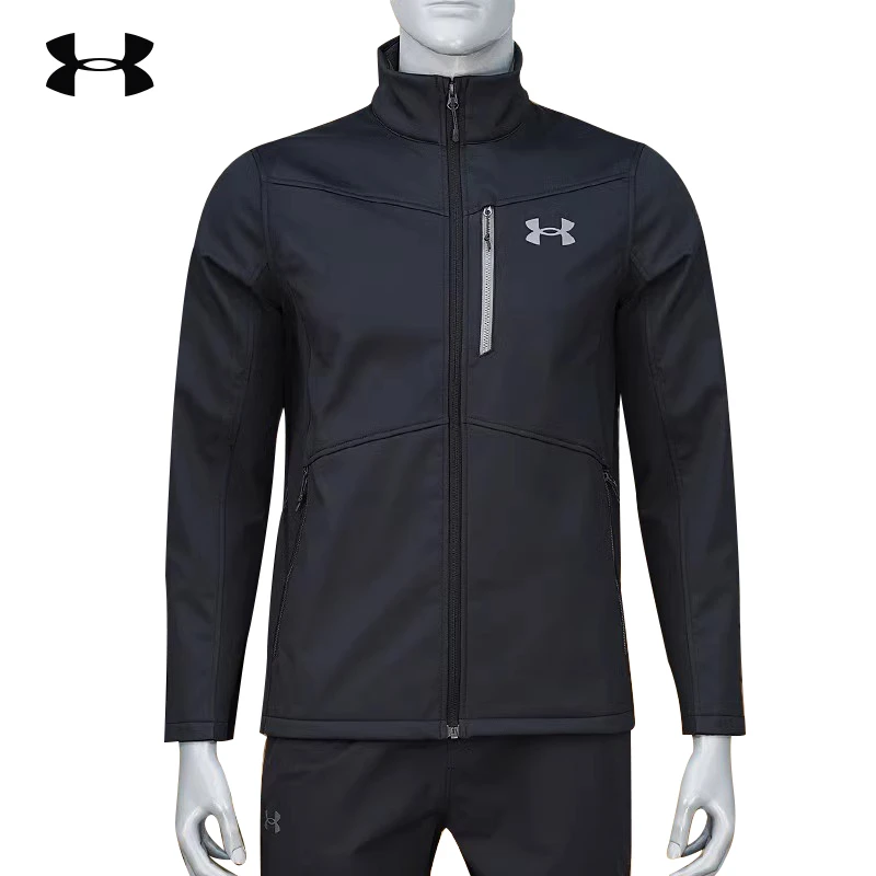 安德玛外套男款秋季加绒保暖防风防泼水训练运动休闲立领软壳夹克