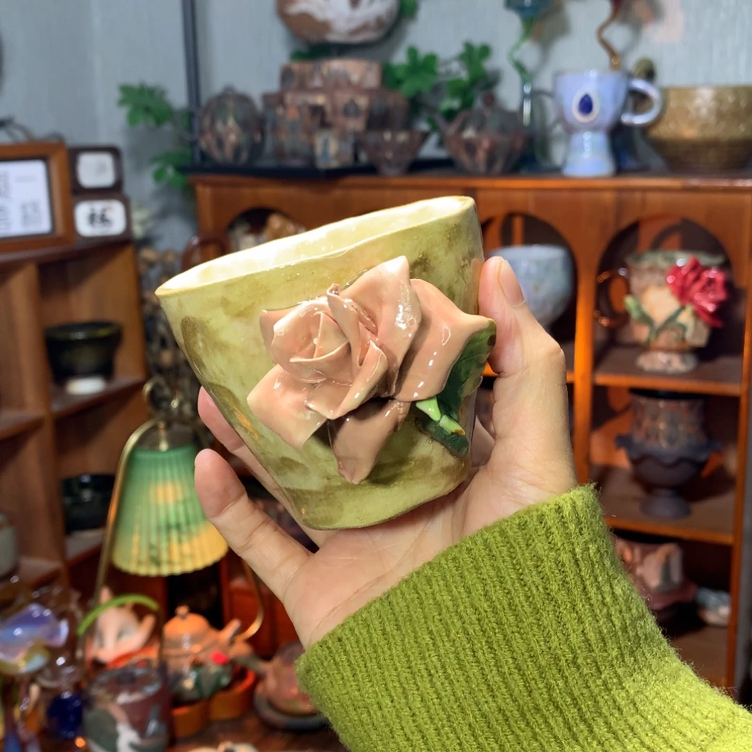 陶｜香槟粉玫瑰茶杯180ml