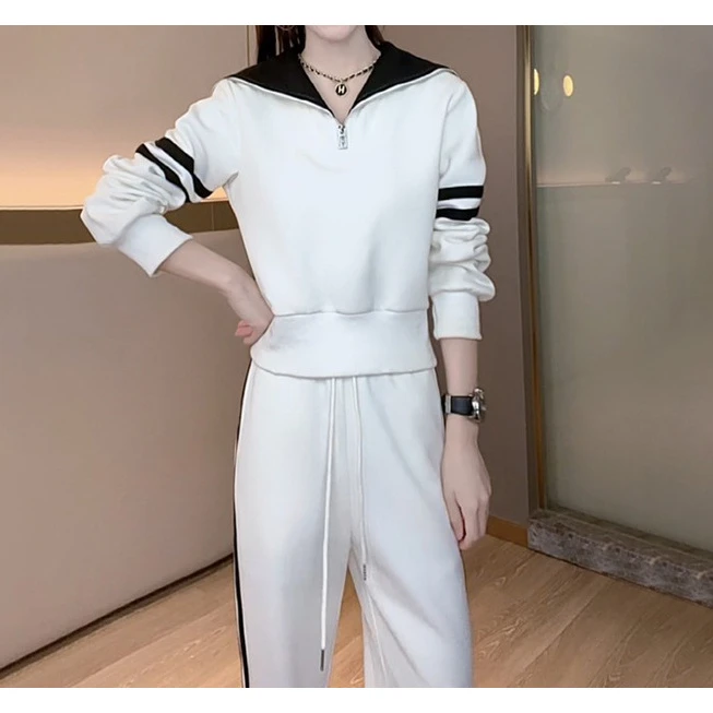 网红定制款2025休闲时尚高级感套装卫衣显瘦阔腿裤运动服两件套女