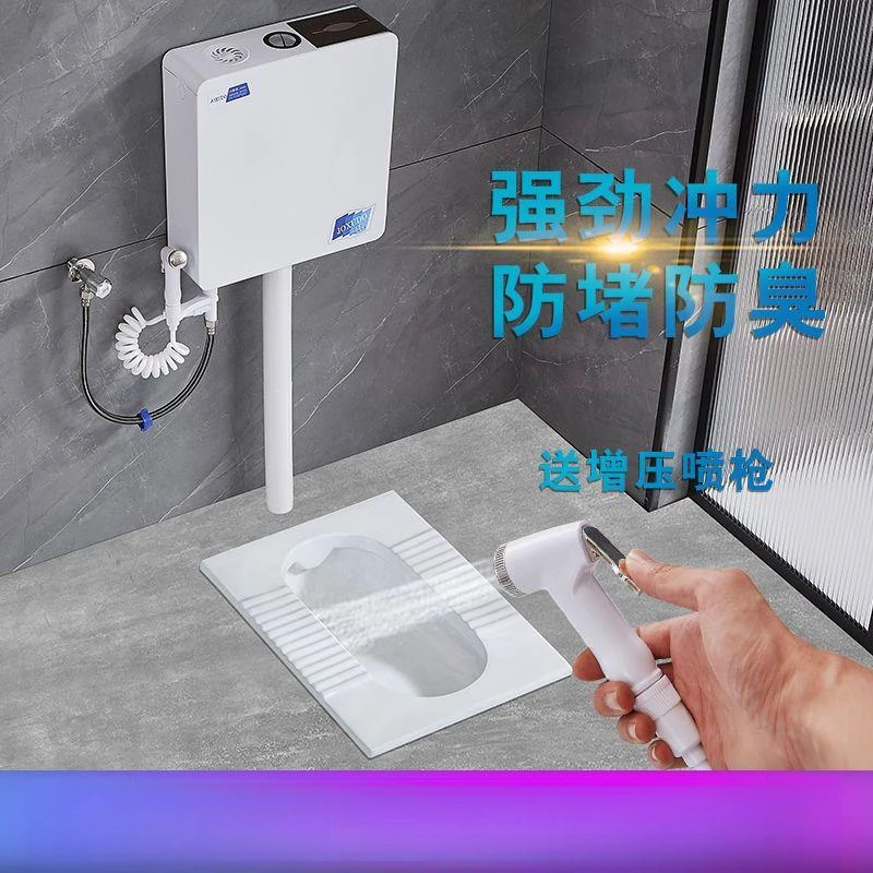 家用陶瓷蹲便器冲水箱整套装卫生间大便器便池厕所蹲坑式防臭便盆