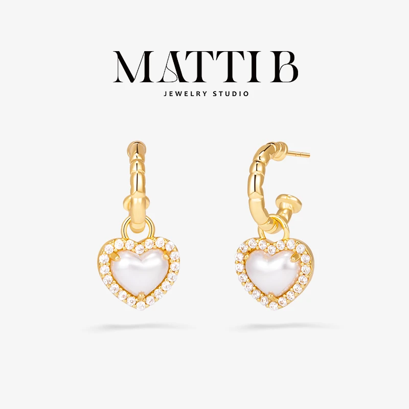 铜合金合成锆石耳饰 小香风气质轻奢小众高级爱心百搭耳钉女1953