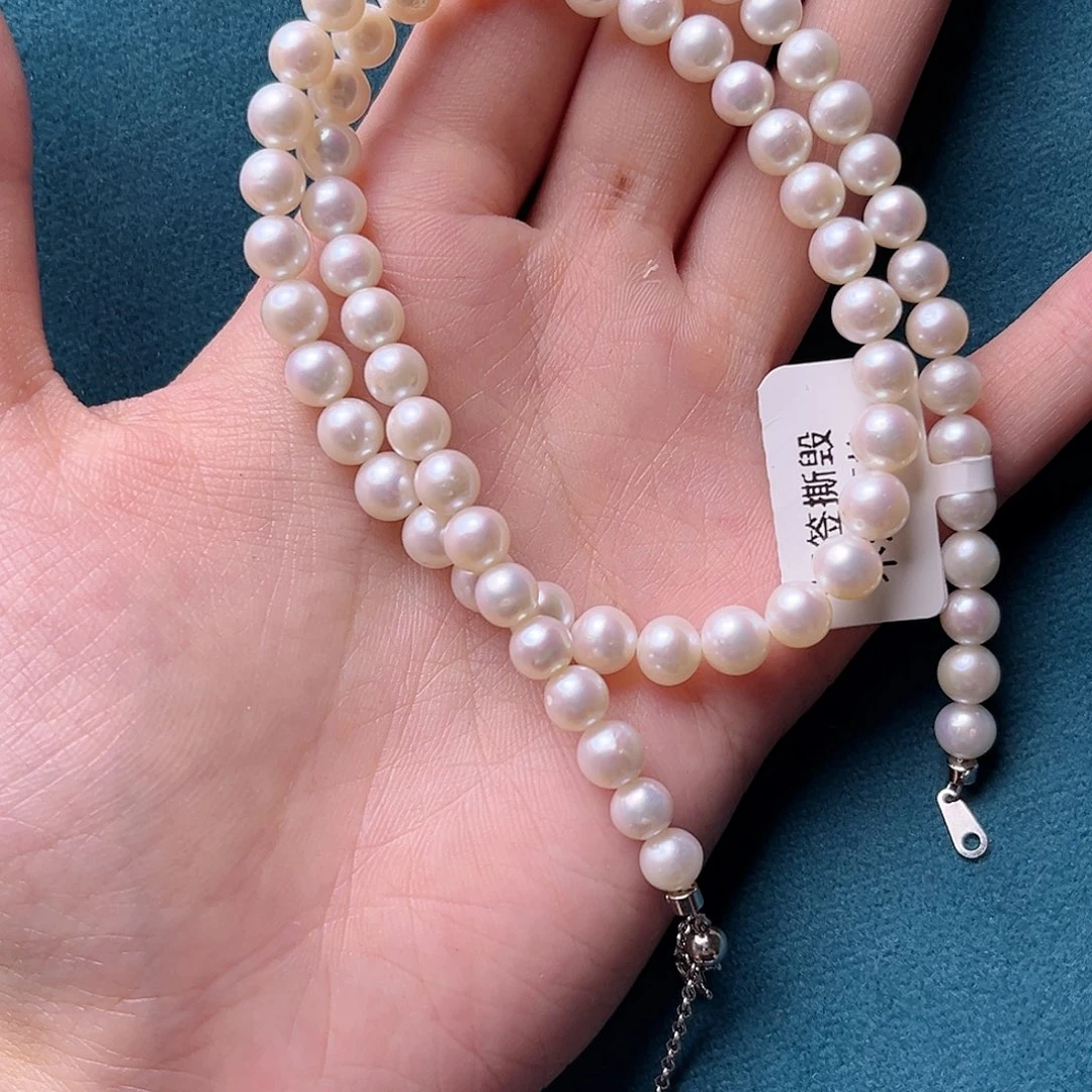 淡水珍珠银S925镶嵌项链暴***茶