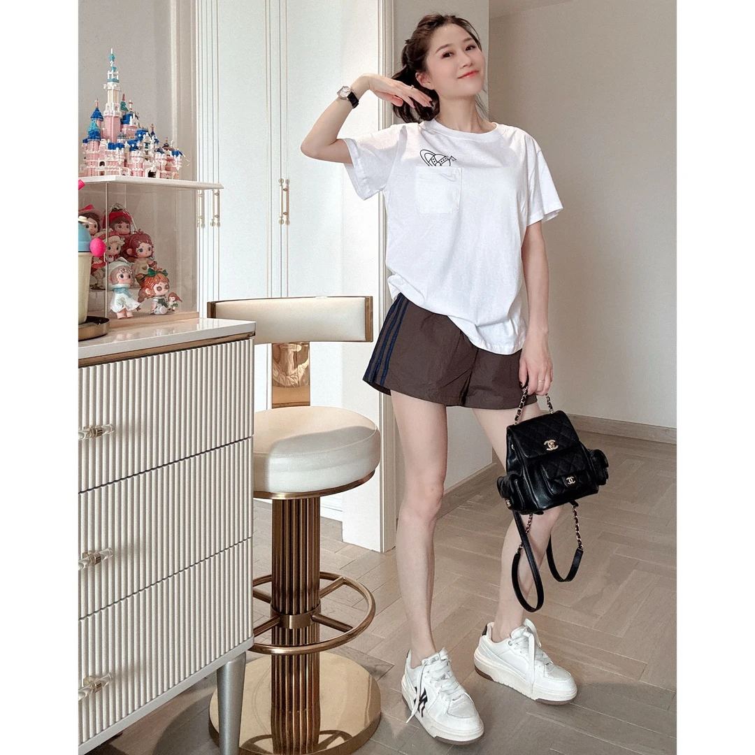 【82016】三条杠短裤-夏季时尚休闲宽松弹力腰头显瘦显高百搭女装