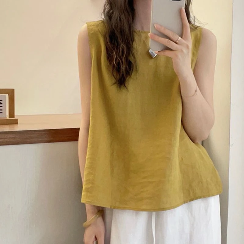 衬衫女无袖夏季2025新款洋气小衫法式别致韩版百搭女人味遮肉上衣