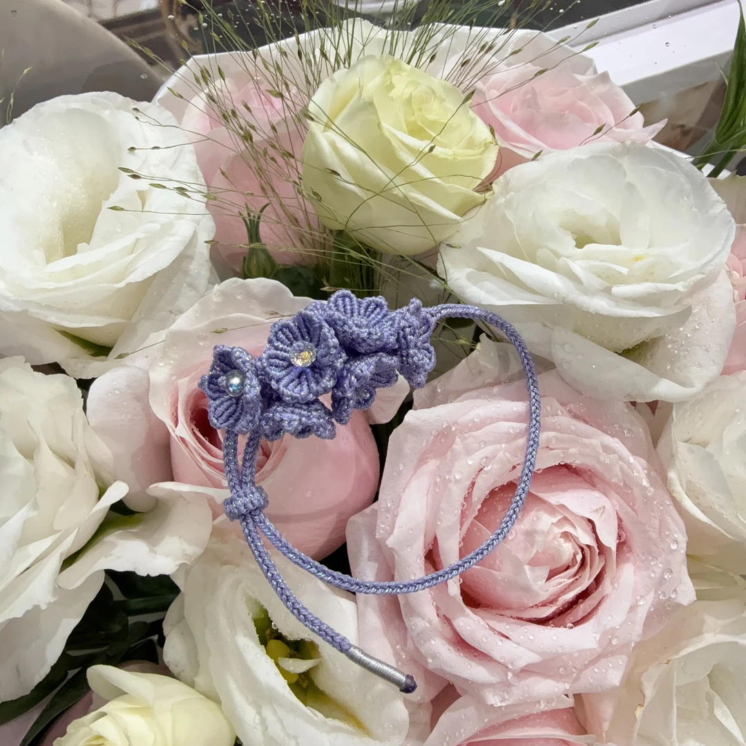 手链 【一路生花】精品施华洛重工手工编织花花紫色百搭手链5678