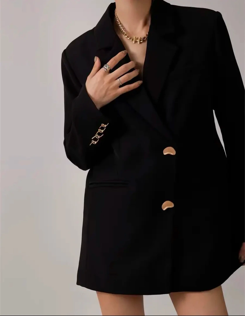 【尤希】原创设计翻驳领小西装外套女秋季阔形设计感休闲西服上衣