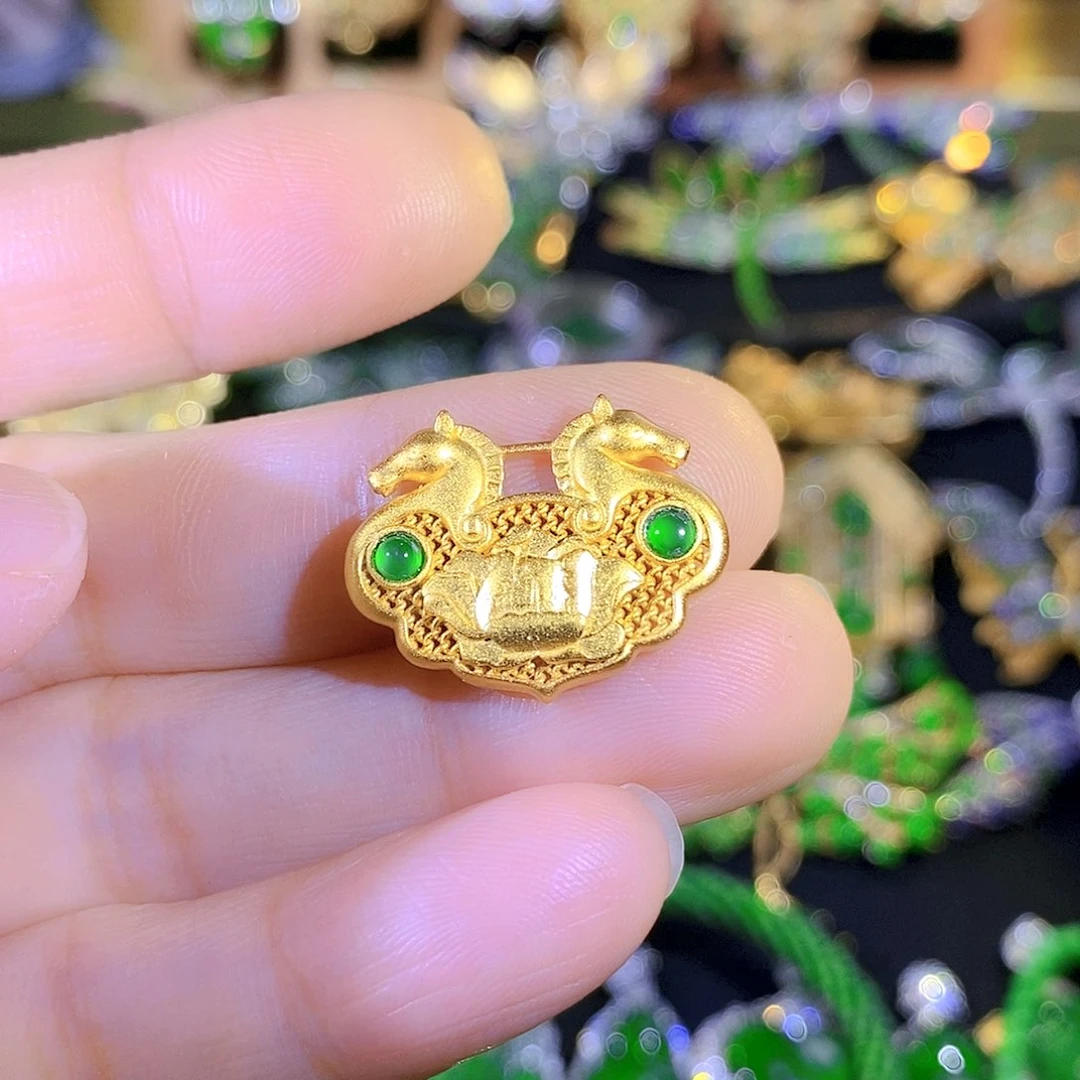 吊坠(不含链)银S925镶嵌翡翠