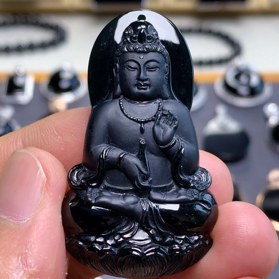 颈饰未镶嵌翡翠墨翠观音