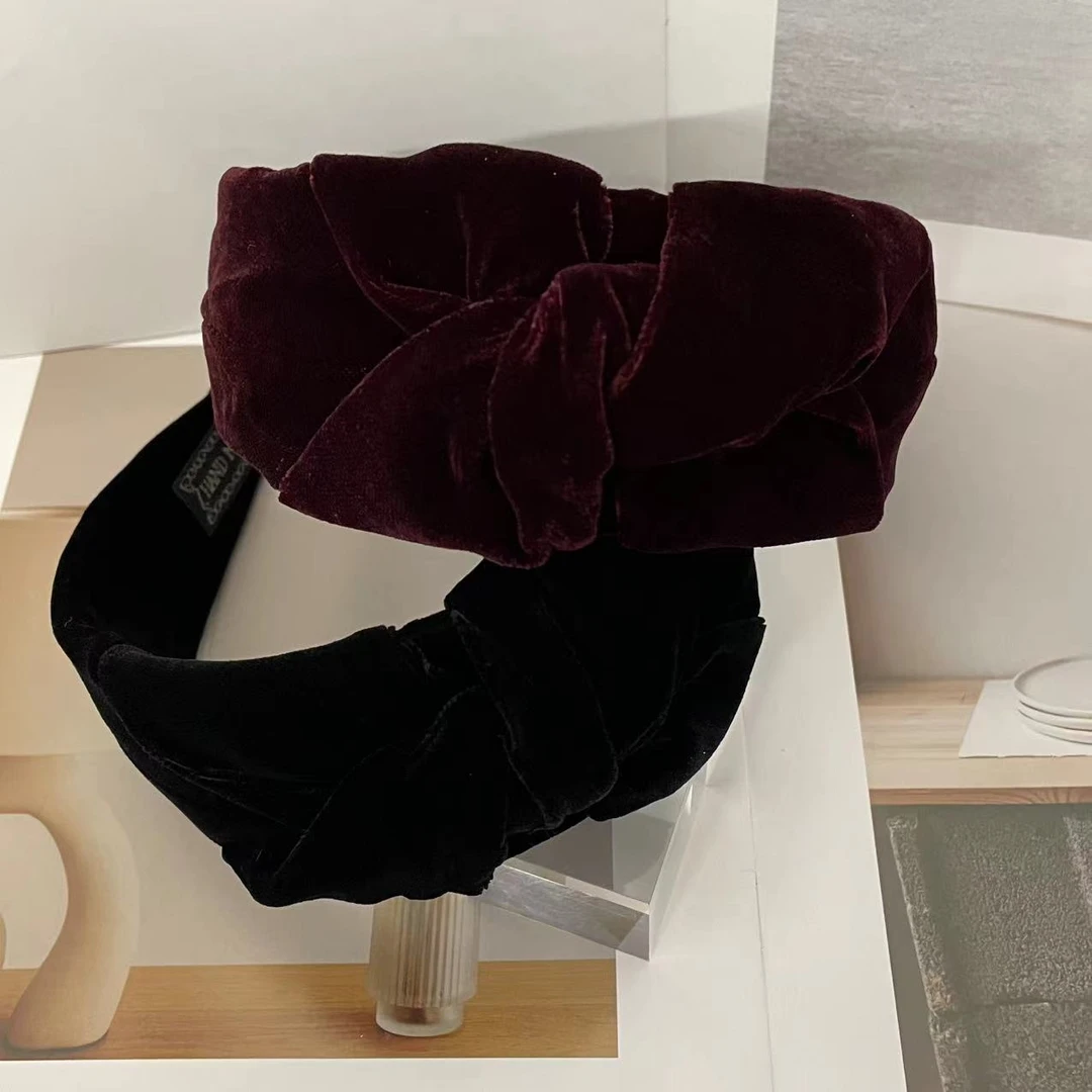 法式时尚复古简约绒面宽边发箍  SG1050