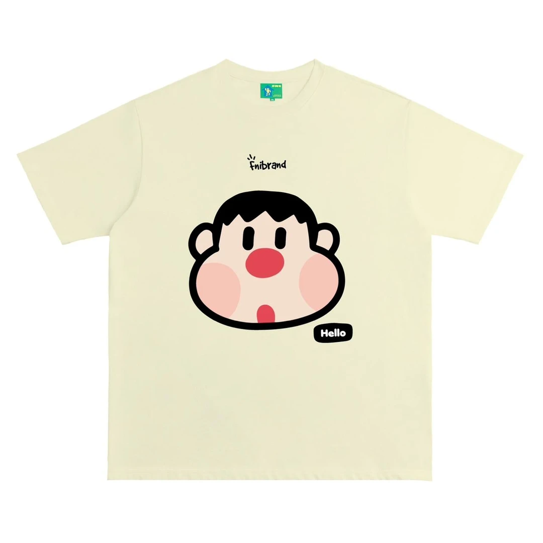 FNI国潮重磅纯棉（大头胖虎）男女同款t恤美式复古短袖上衣24新款