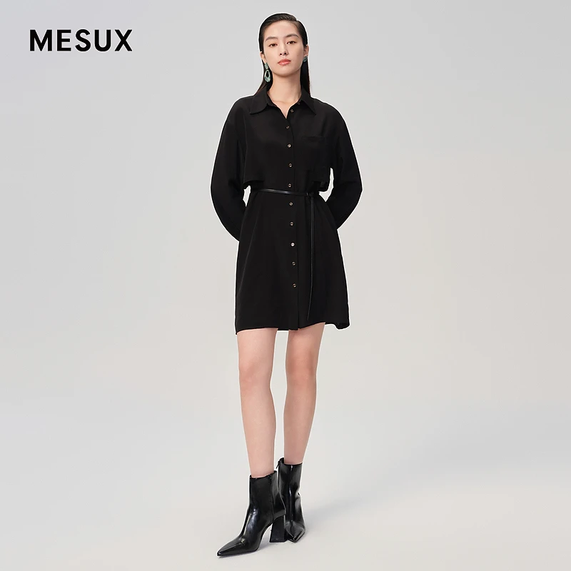 MESUX米岫复式衬衫连衣裙(腰带)