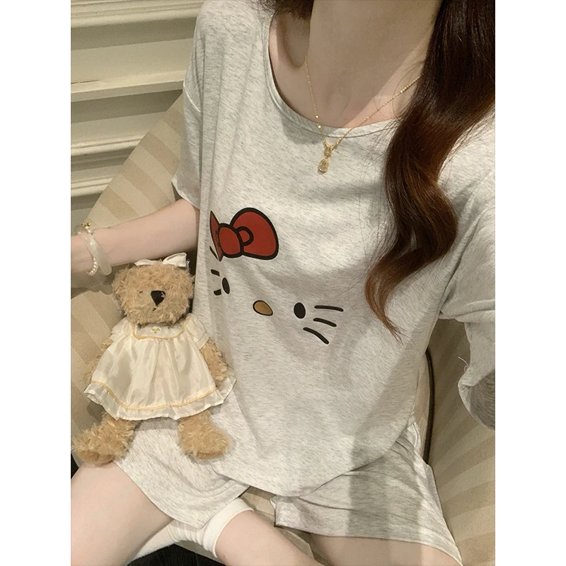 夏季莫代尔薄款卡通短袖睡衣女2025新款凉感可爱休闲可外穿家居服