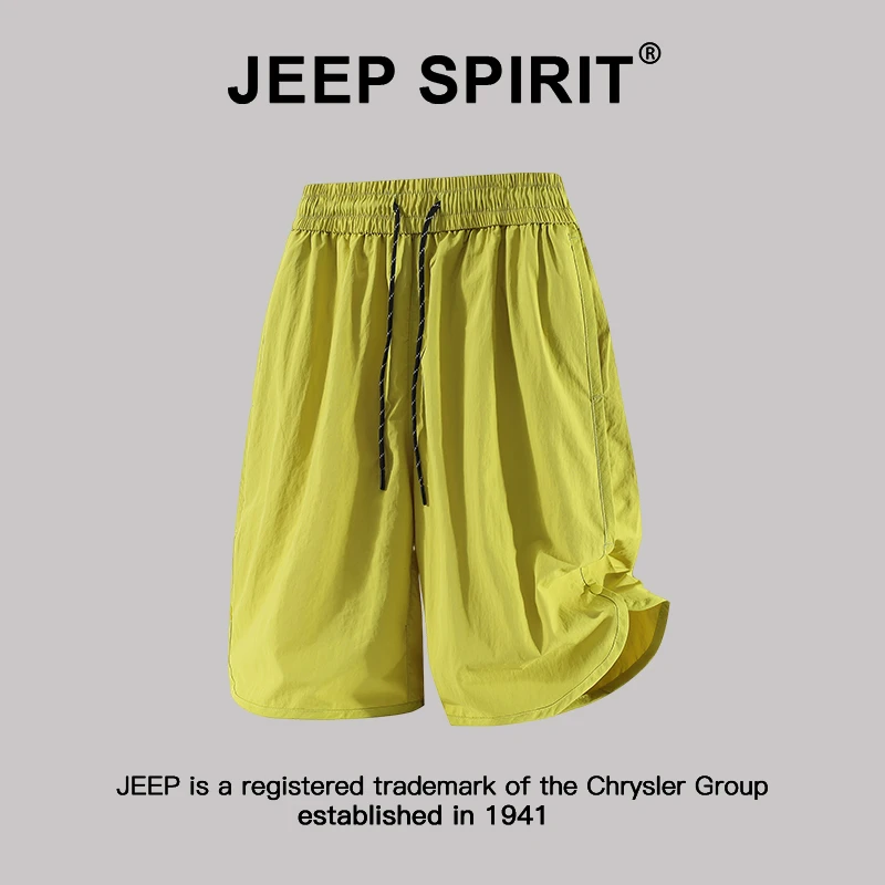 JEEPSPIRIT吉普速干运动短裤男女款夏季薄款宽松排扣休闲五分裤子