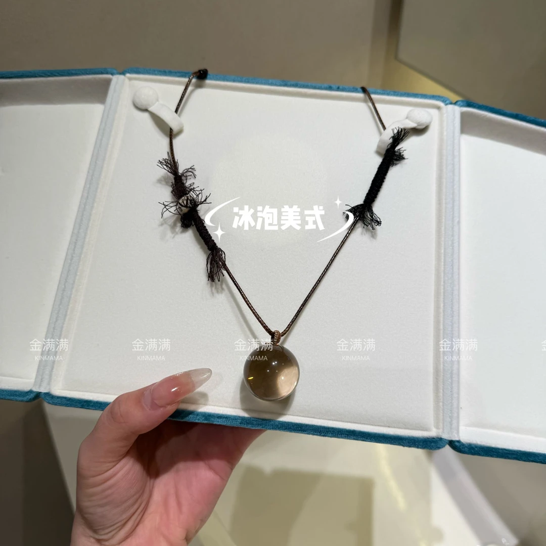 【冰泡美式】天然水晶茶晶编绳项链 B555