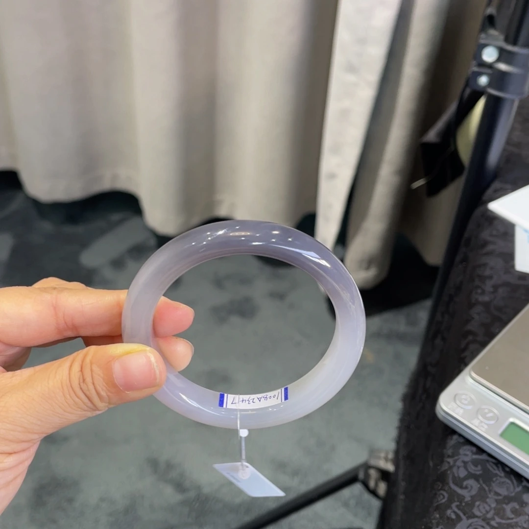 和田玉未镶嵌手镯冰烟紫渐变55