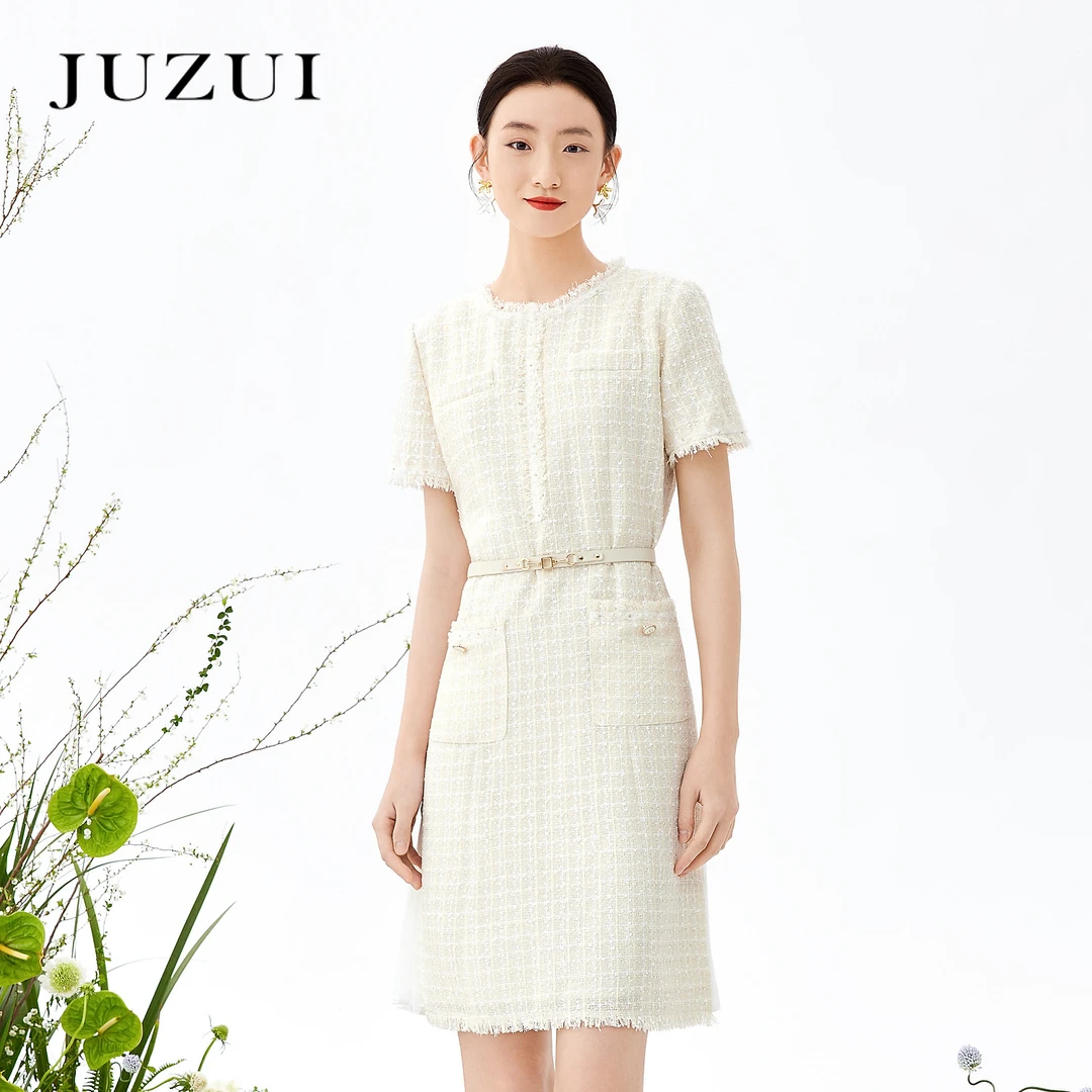 JZ玖姿安娜寇裙子女夏季新款白小香风连衣裙JWCX50004