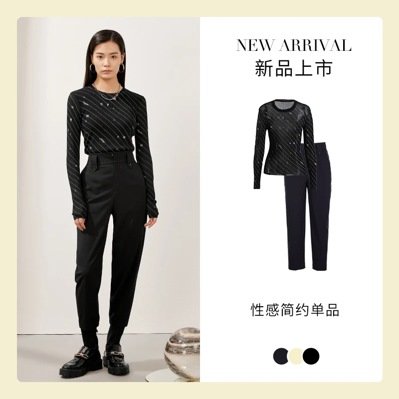 【达人专属】【新品】休闲圆领紧身薄款套头长袖针织衫女FZ00349