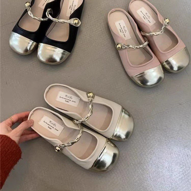 温柔仙女风舒适低跟凉拖2025新款新中式优雅气质日常约会时装单鞋