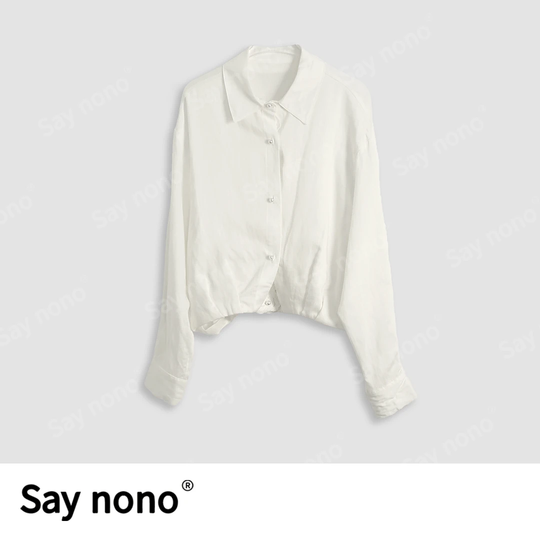 懒猫nono│Saynono 全亚麻纯白上衣外套/ZC9695