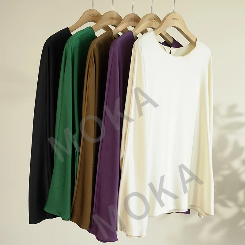 【自然有质感】重磅30姆米圆领一粒扣真丝上衣（230671）