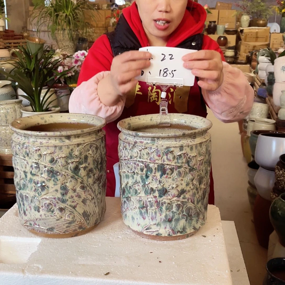 紫砂花盆高度22口径18