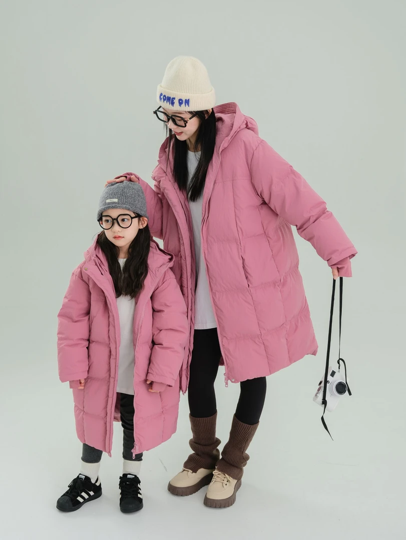 Y026亲子中长款羽绒服儿童羽绒服
