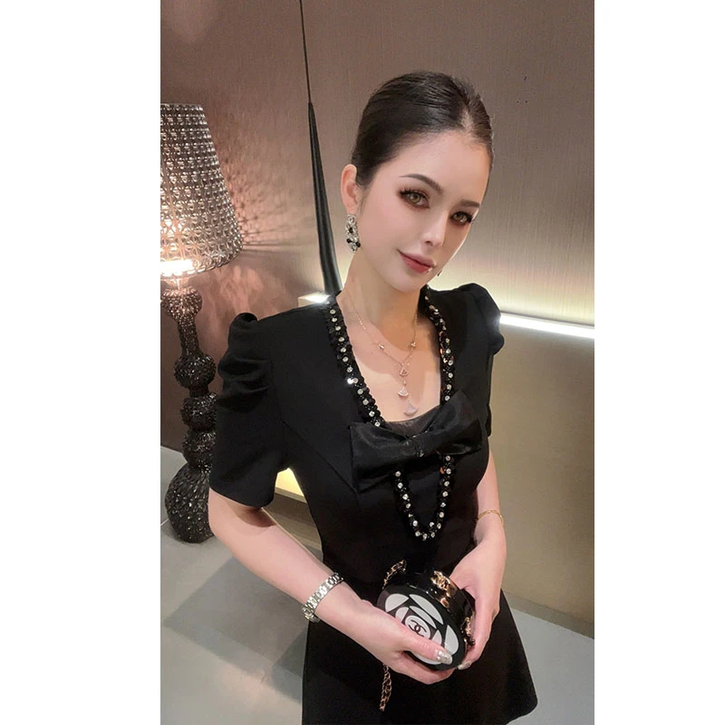 (特价)重工蝴蝶结短袖连衣裙LYQ30487