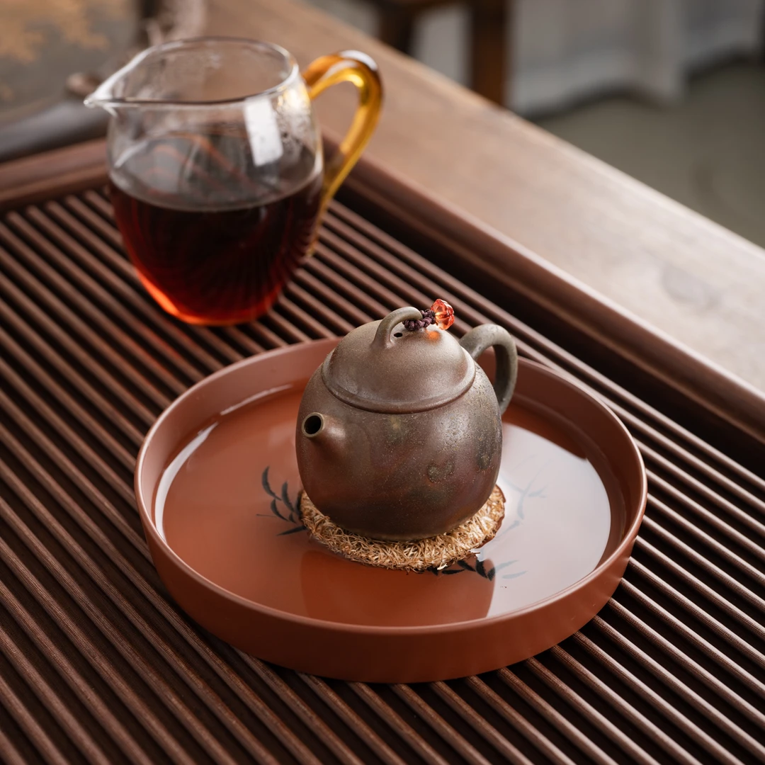 『柴烧小憨壶』坭兴陶茶壶柴窑裸烧球孔窑变素壶小壶约110cc11286