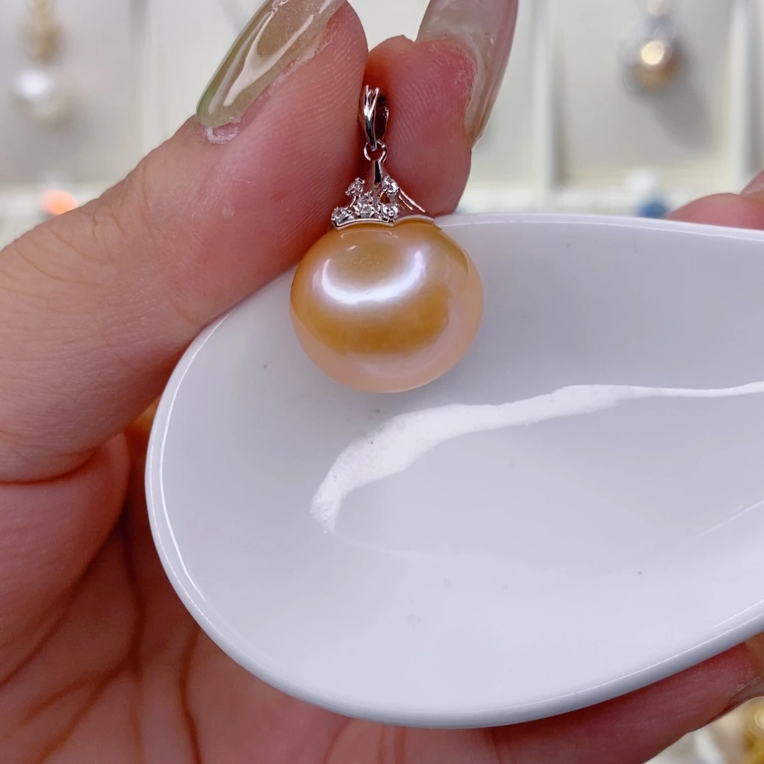 东***珠淡水珍珠银S925镶嵌吊坠(赠链)