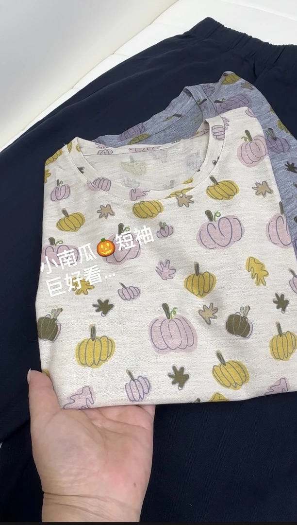 杨姐家 夏季新款小南瓜涂鸦短袖 百搭洋气巨好看圆领女士上衣9935