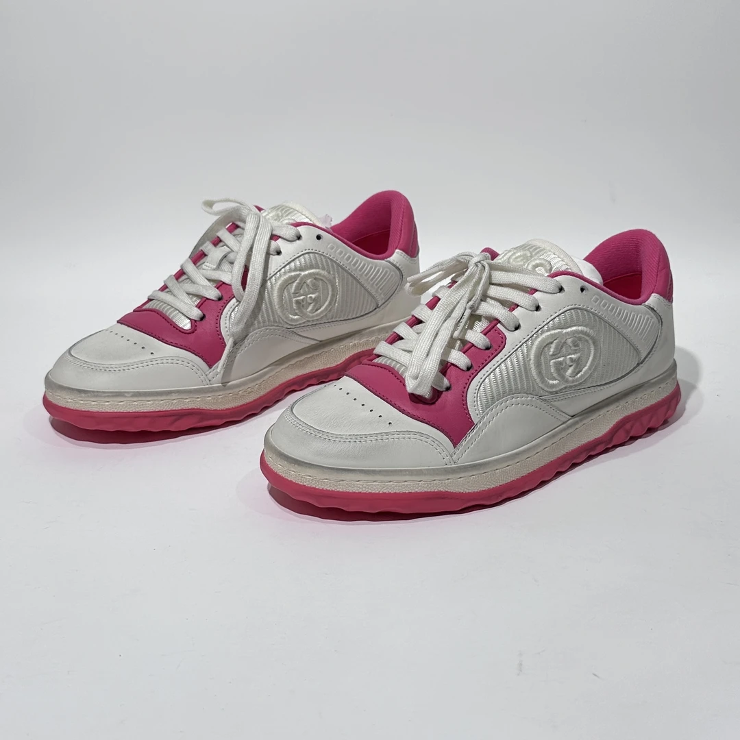 全新未使用 GUCCI/古驰 35码 粉白做旧款时尚板鞋/WX80378