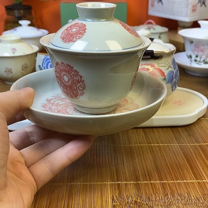 草木灰盖碗两件套