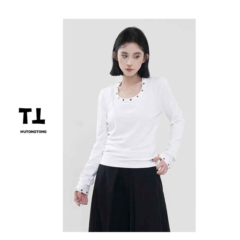 吴童童现货【错觉幻灭】秋冬季重工套头T恤女休闲韩版圆领上衣61687