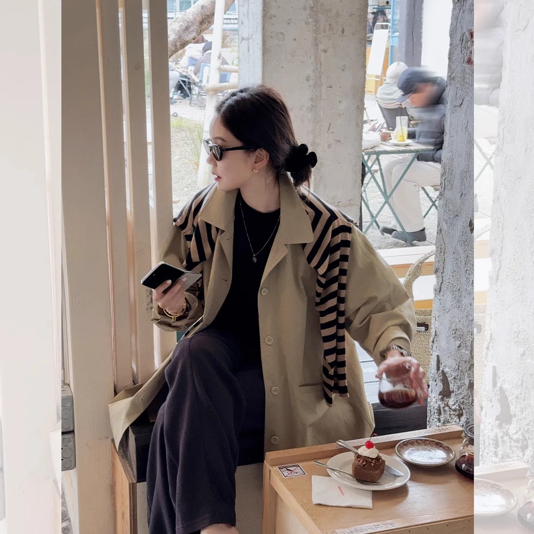 莉贝琳sisy短款风衣女小个子气质廓形宽松外套女春秋S25102JC04