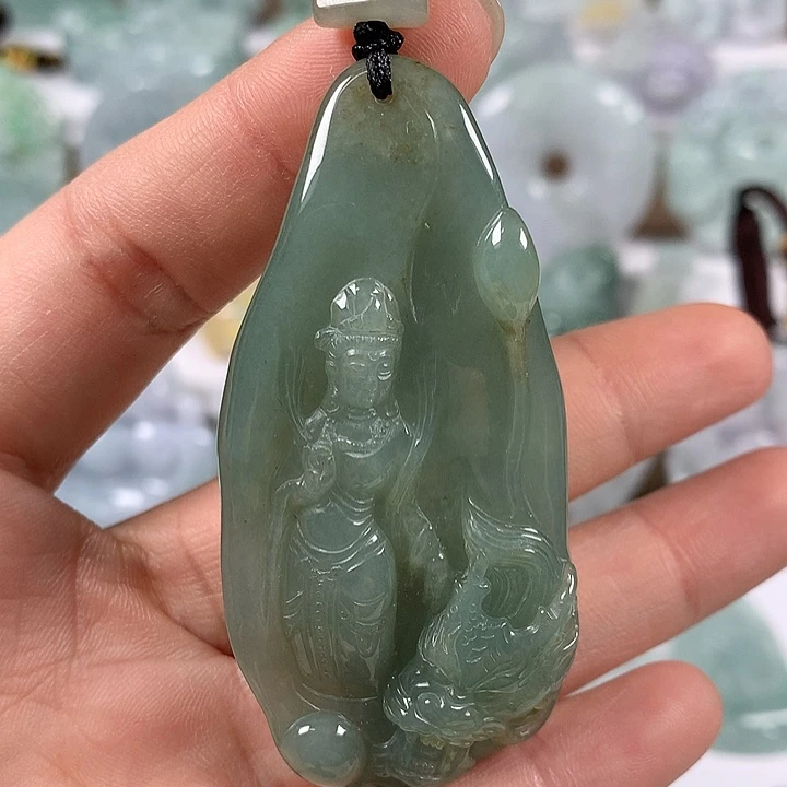 颈饰未镶嵌翡翠玉龙观音福利洒黄翡福利